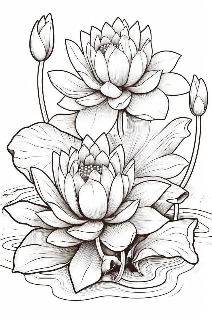 Painting Art Kit - Water Lily flower, on 8in x 10in canvas board