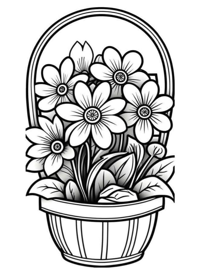 Painting Art Kit - Basket of Daisies, on 11in x 14in stretched canvas with wood easel