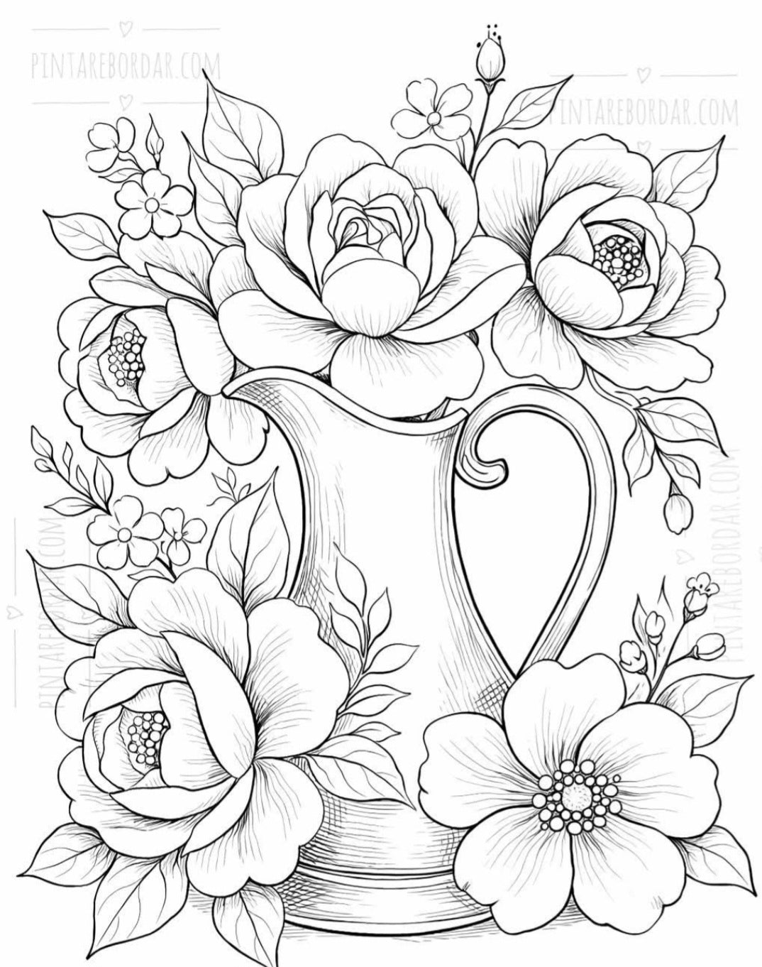 Painting Art Kit - Water Pitcher with Camellias and Peonies, on 11in x 14in stretched canvas with wood easel