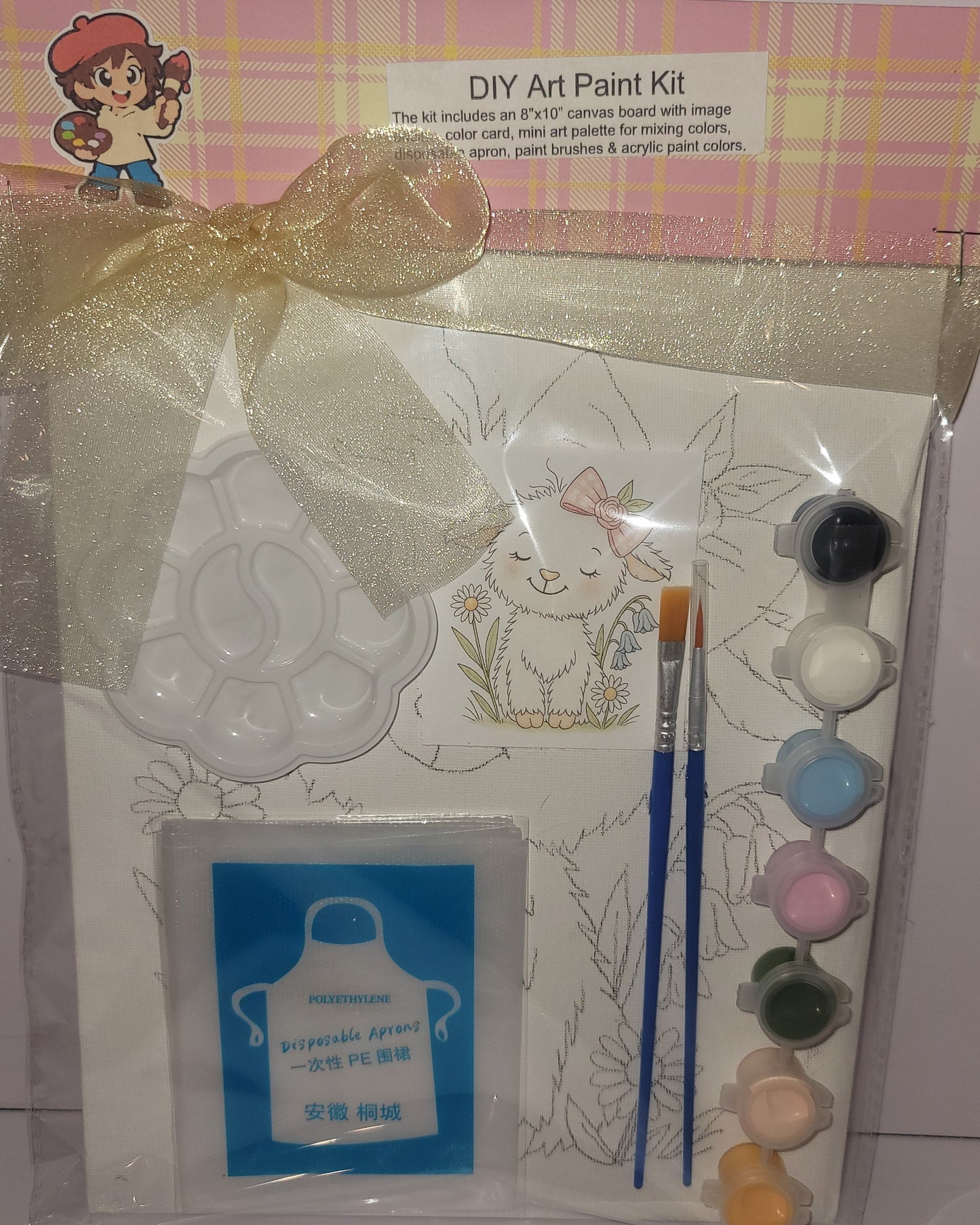 Painting Art Kit - Easter Lamb, on 8in x 10in canvas board