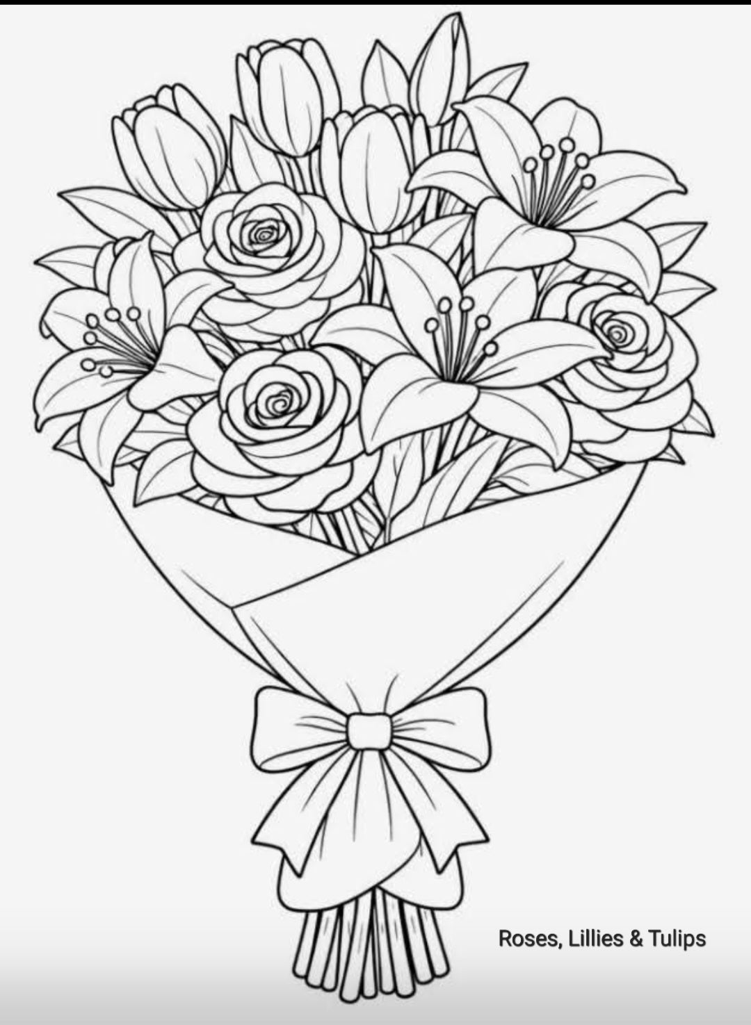 Painting Art Kit - Roses Lillies and Tulips, on 11in x 14in stretched canvas with wood easel