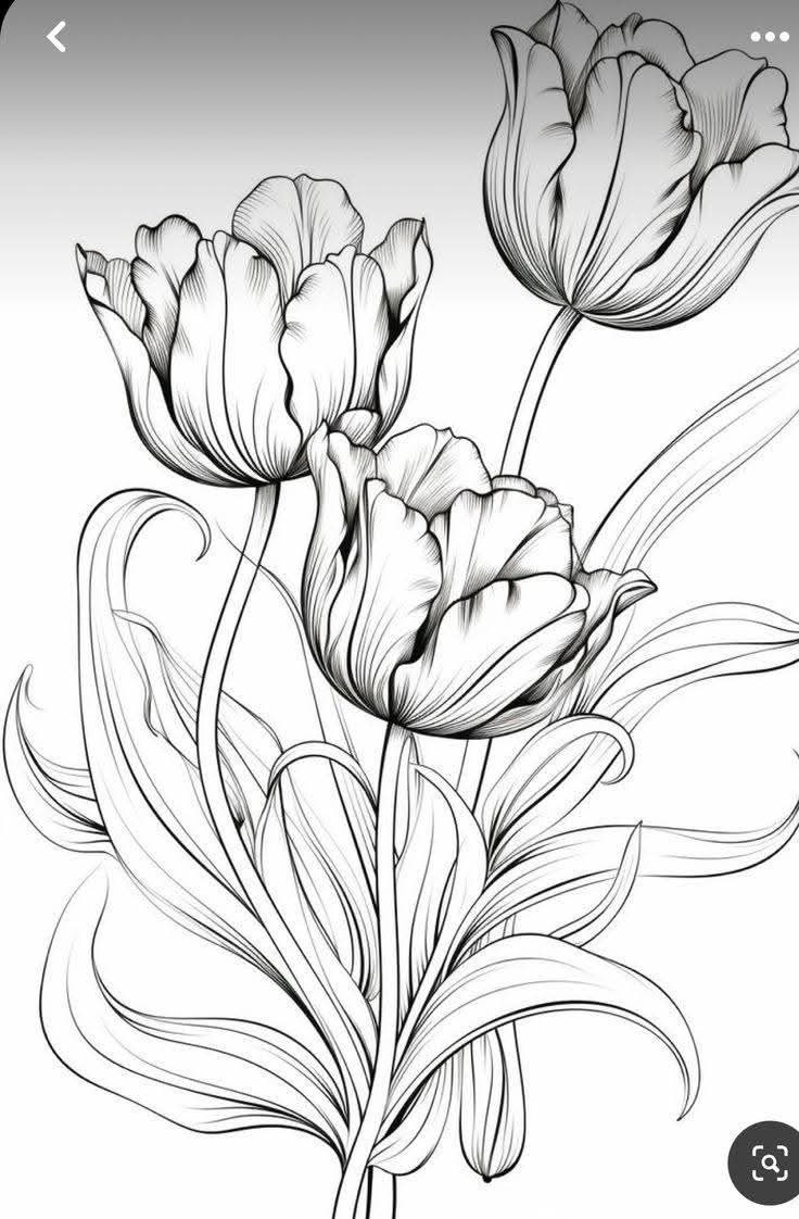 Painting Art Kit -  Red Tulips, on 11in x 14in stretched canvas with wood easel