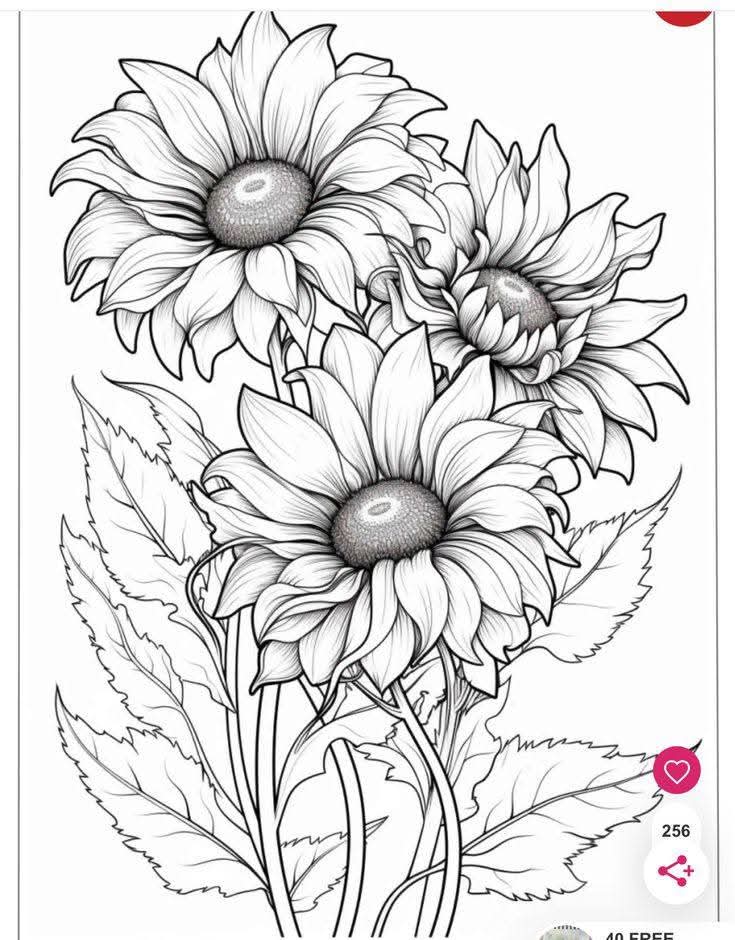 Painting Art Kit -  Three Yellow Sunflowers, on 11in x 14in stretched canvas with wood easel