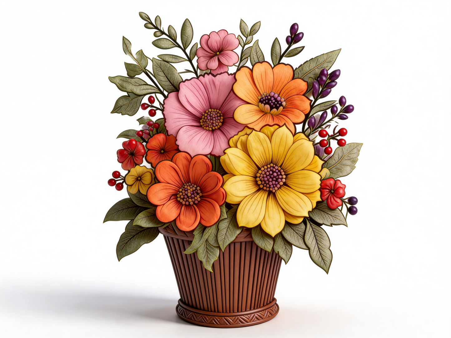 Painting Art Kit - Gerbera Daisy basket of flowers, on 11in x 14in stretched canvas with wood easel