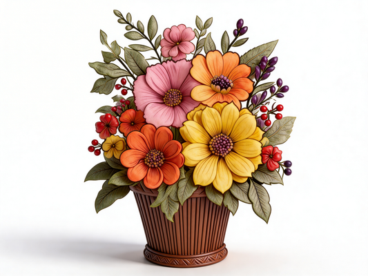 Painting Art Kit - Gerbera Daisy basket of flowers, on 11in x 14in stretched canvas with wood easel