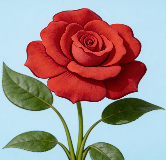 Painting Art Kit - Red Rose flower, on 8in x 10in canvas board