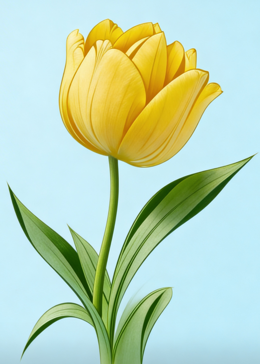 Painting Art Kit - Yellow Tulip flower, on 8in x 10in canvas board
