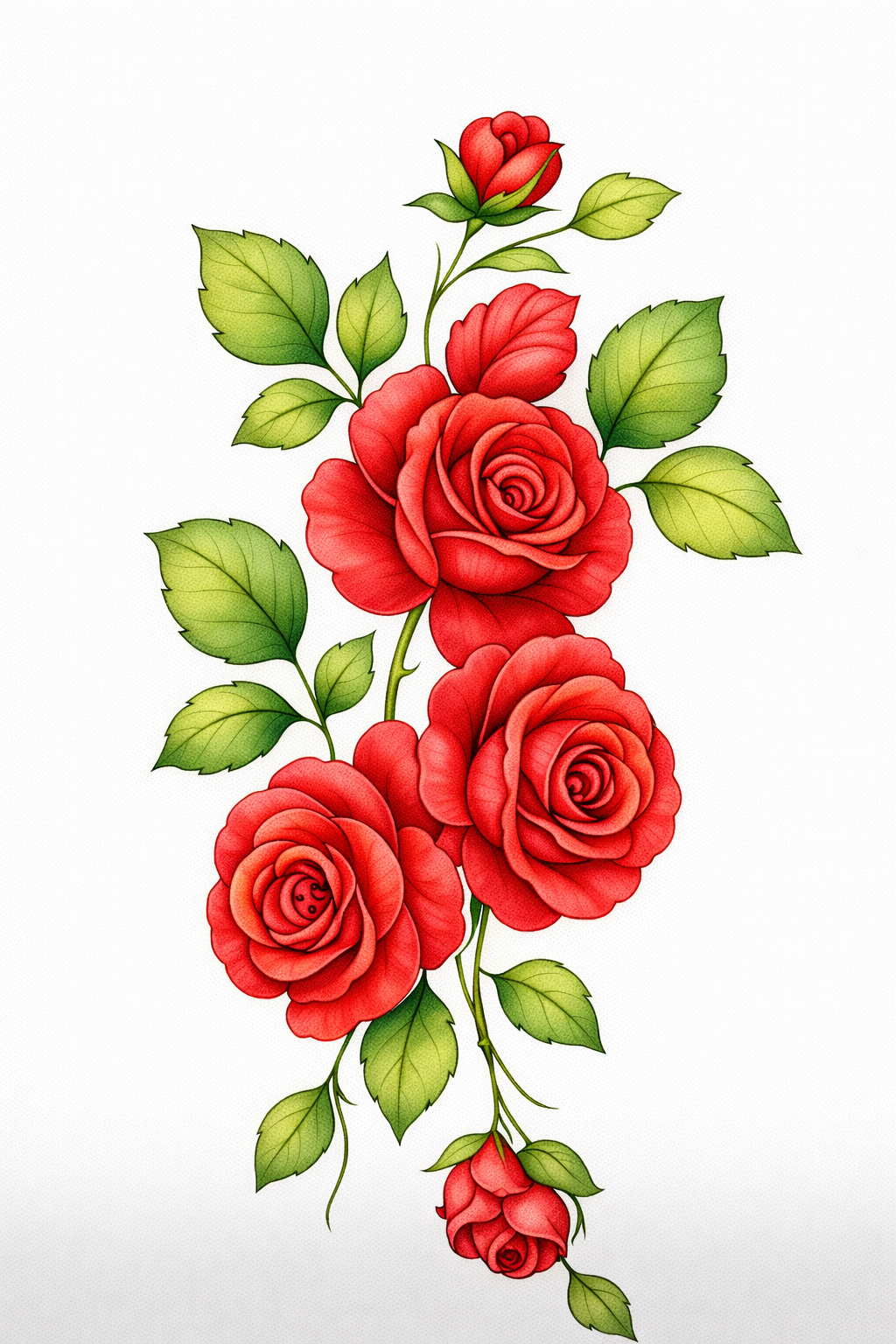 Painting Art Kit -  Climbing Red Roses, on 11in x 14in stretched canvas with wood easel