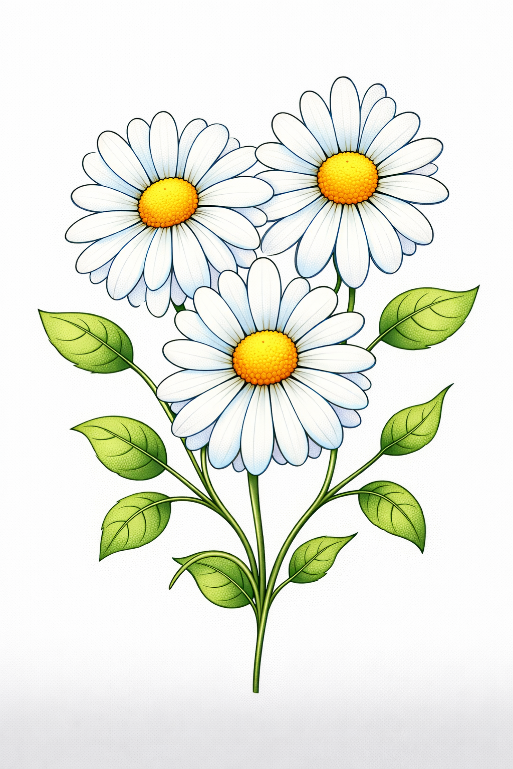 Painting Art Kit - Three White Daisies, on 8in x 10in canvas board