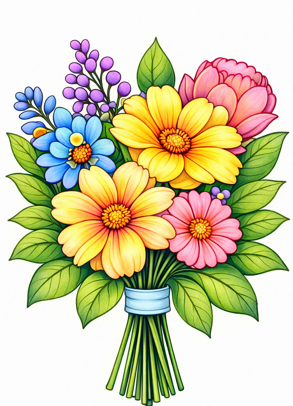 Painting Art Kit - Daisy & Peonies flower bundle, on 11in x 14in stretched canvas with wood easel