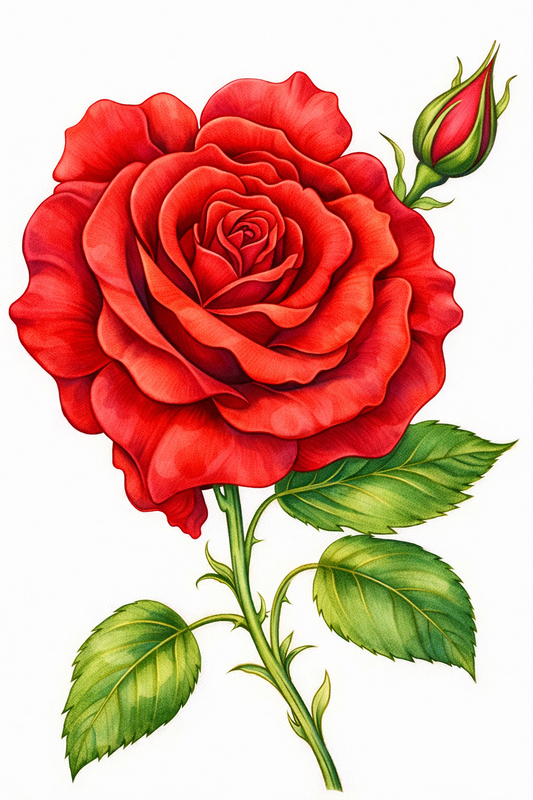 Painting Art Kit - Double Knockout Red Rose, on 8in x 10in canvas board