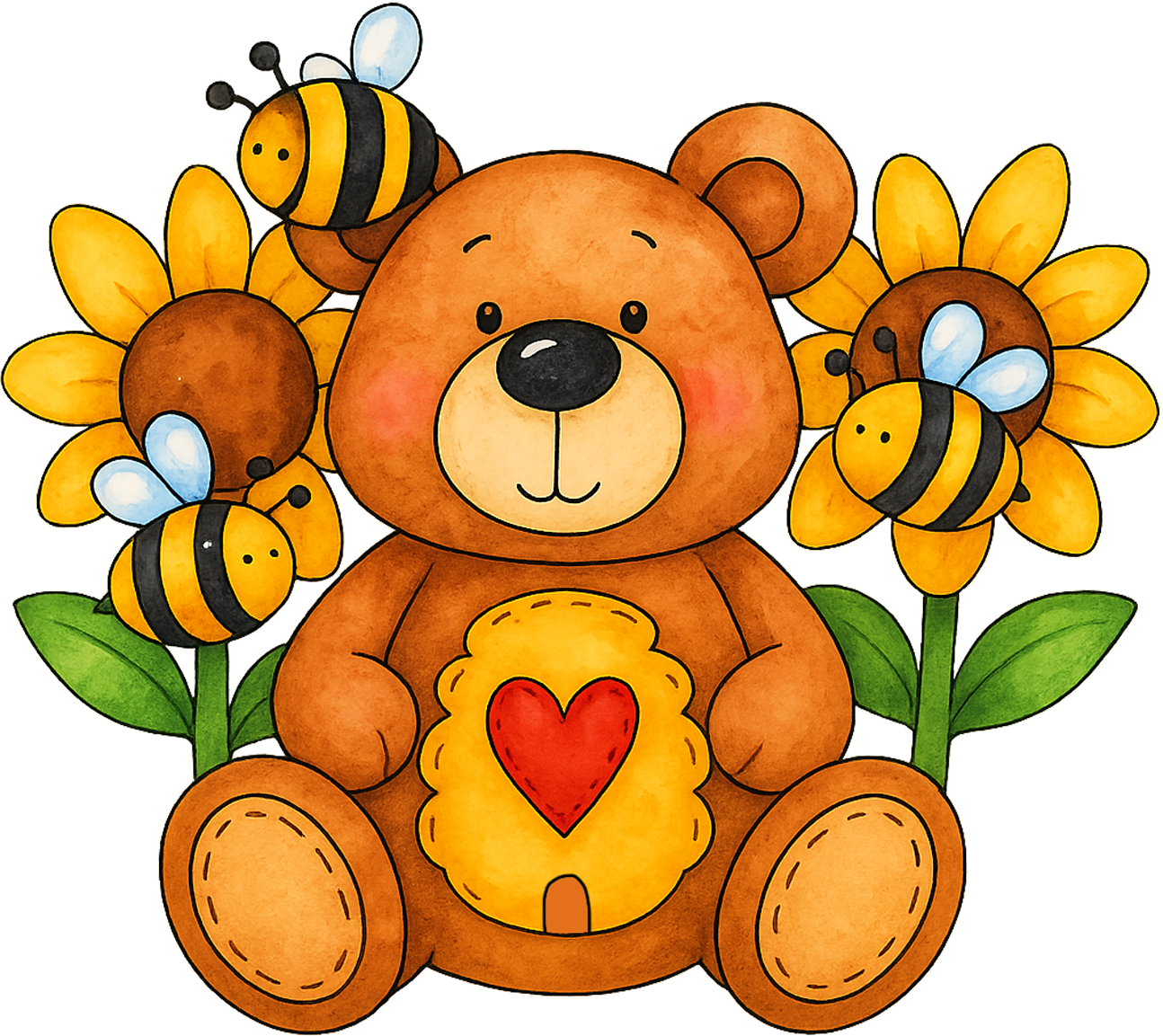 Painting Art Kit - Bee Happy Bear, on 8in x 10in canvas board