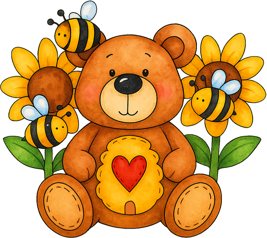 Painting Art Kit - Bee Happy Bear, on 8in x 10in canvas board