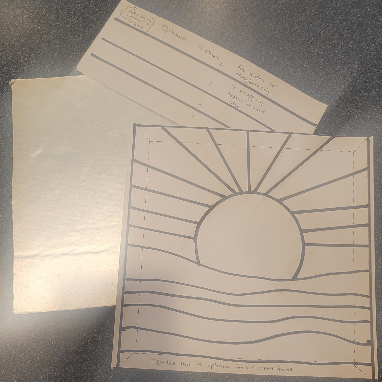Craft kit: Kinusaiga - "Sunset", a fabric tucking "no sew" collage art