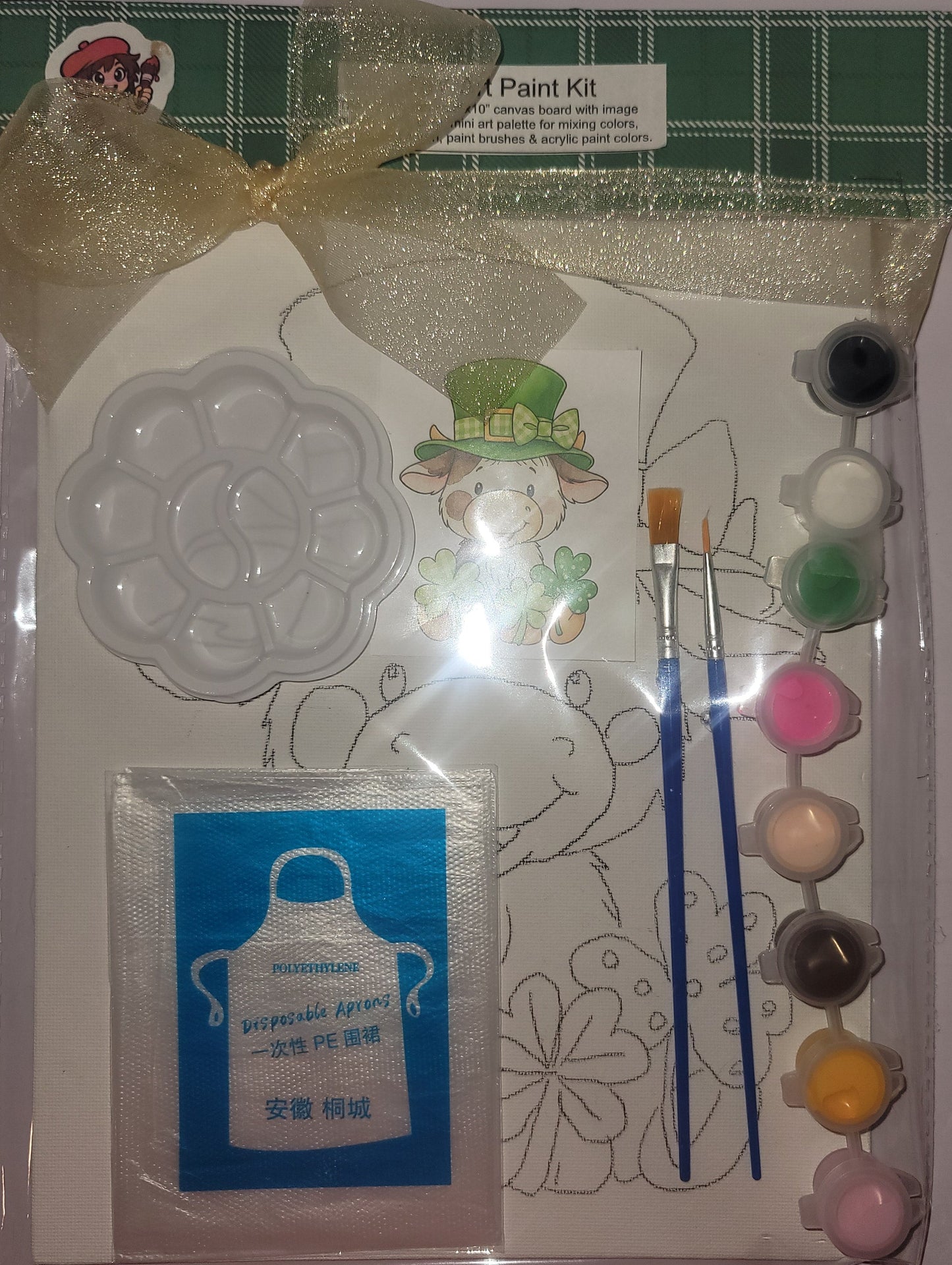Painting Art Kit - Shamrock Rosie, on 8in x 10in canvas board