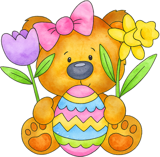 Painting Art Kit - Sitting Easter Bear, on 8in x 10in canvas board
