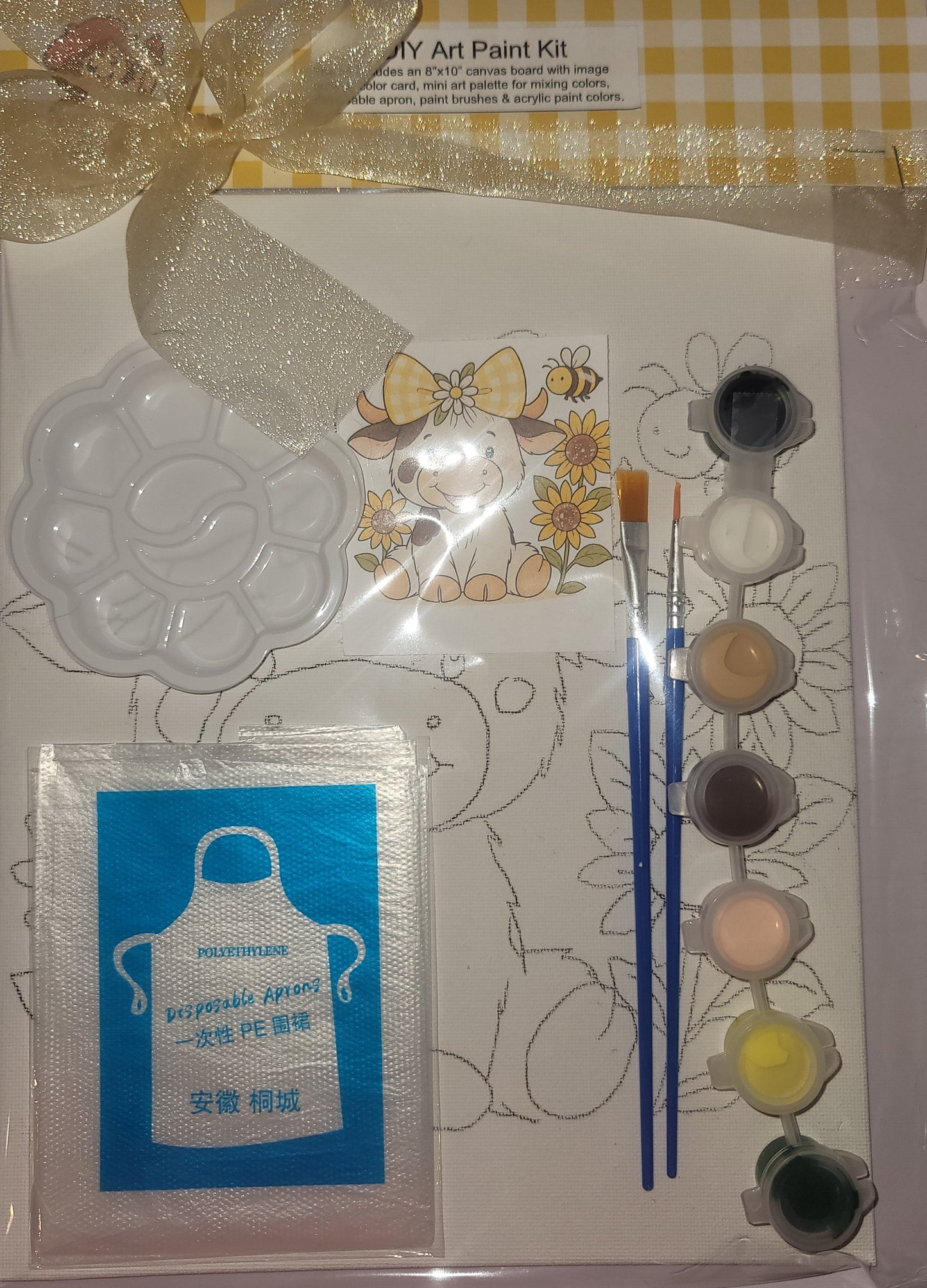 Painting Art Kit - Sunflower Rosie, on 8in x 10in canvas board