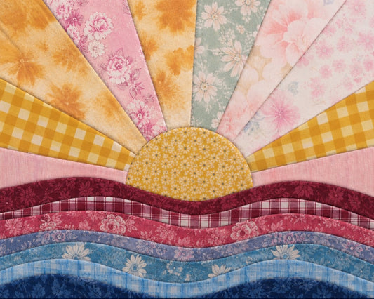Craft kit: Kinusaiga - "Sunset", a fabric tucking "no sew" collage art