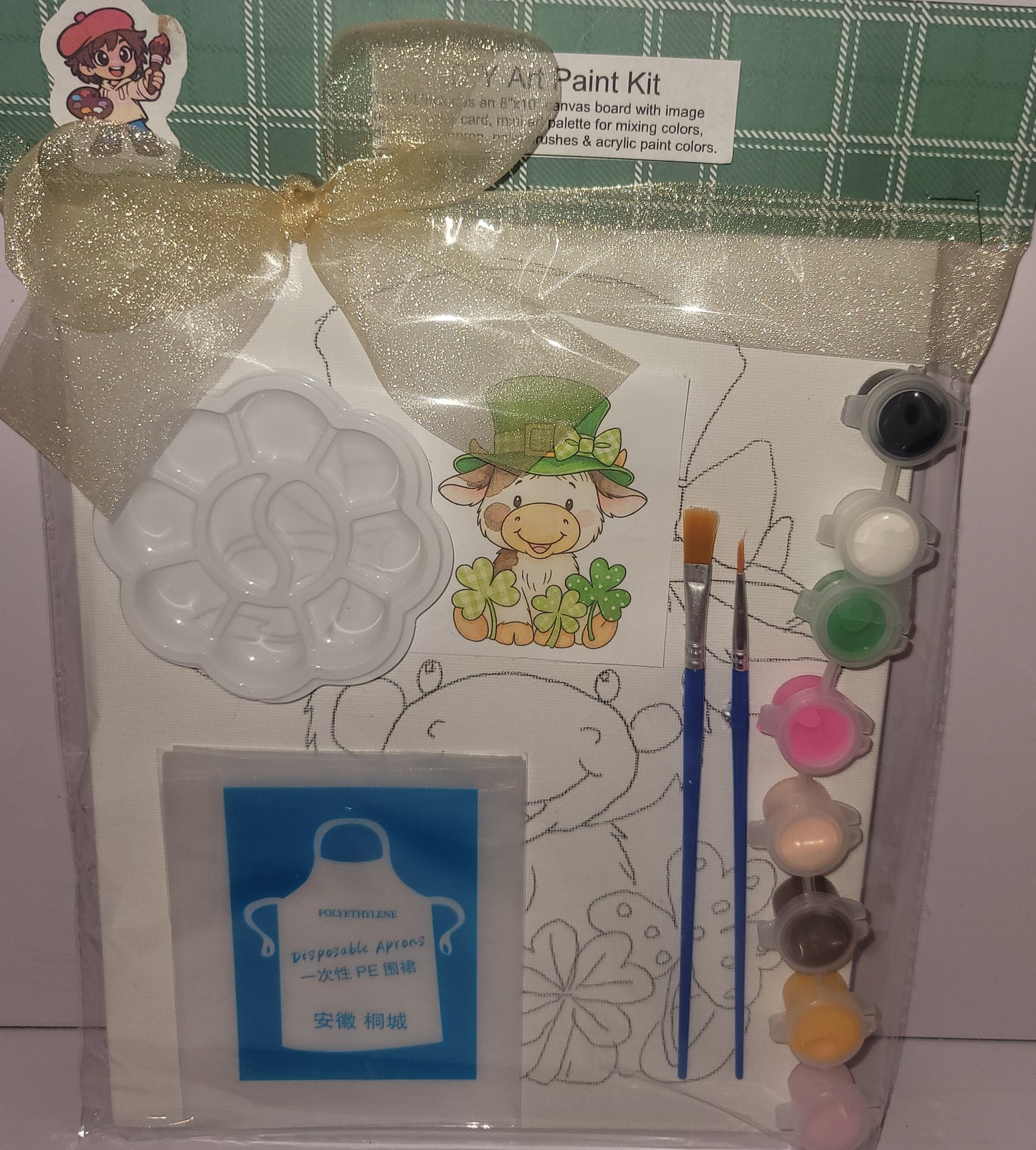 Painting Art Kit - Shamrock Rosie, on 8in x 10in canvas board