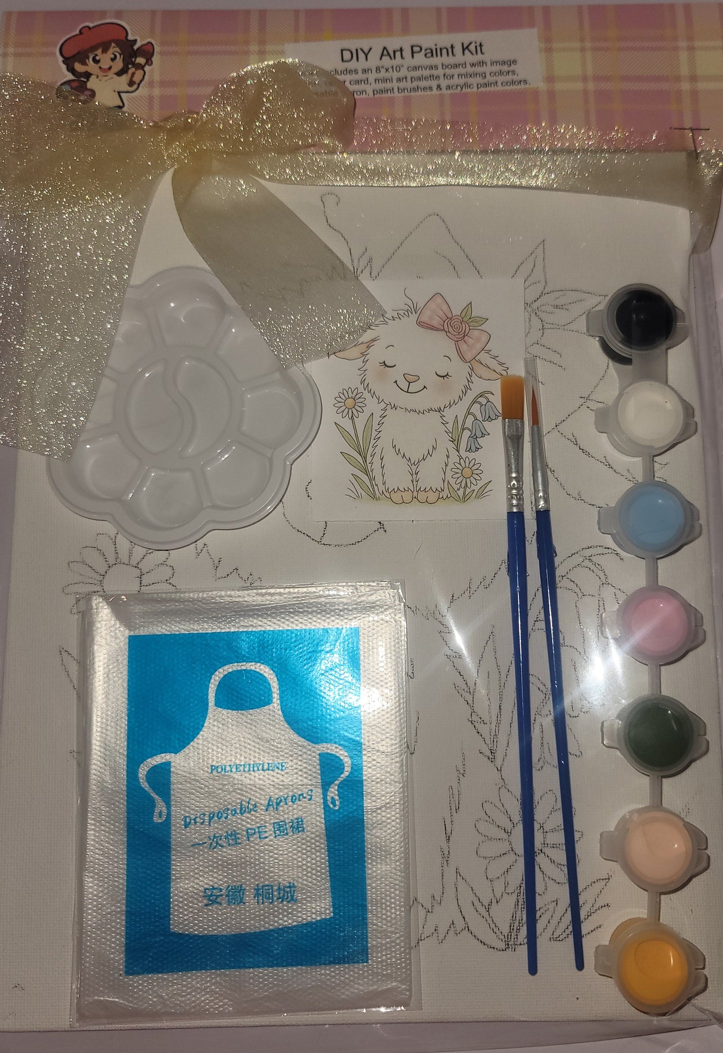 Painting Art Kit - Easter Lamb, on 8in x 10in canvas board