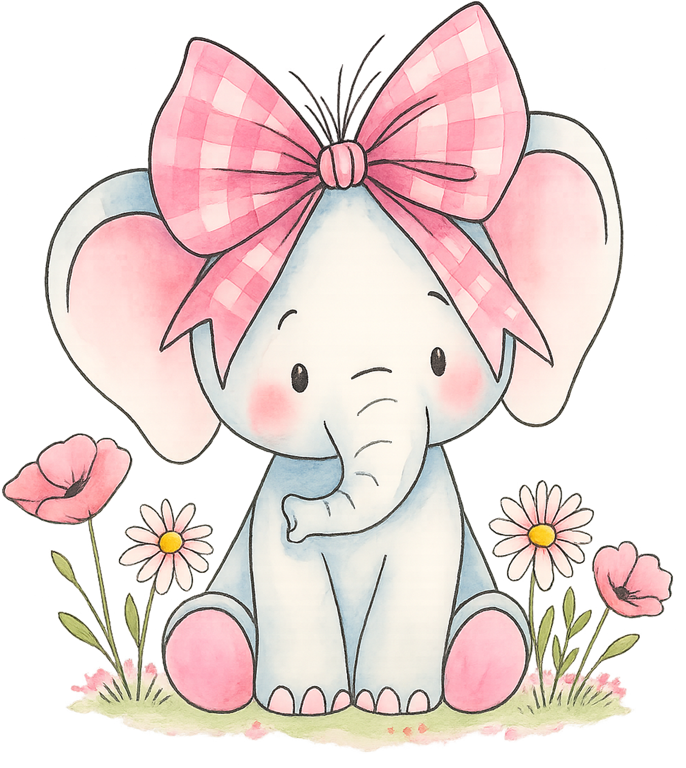 Painting Art Kit - Pretty Elephant, on 8in x 10in canvas board
