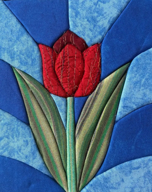 Craft kit: Kinusaiga - "Flower", a fabric tucking "no sew" collage art