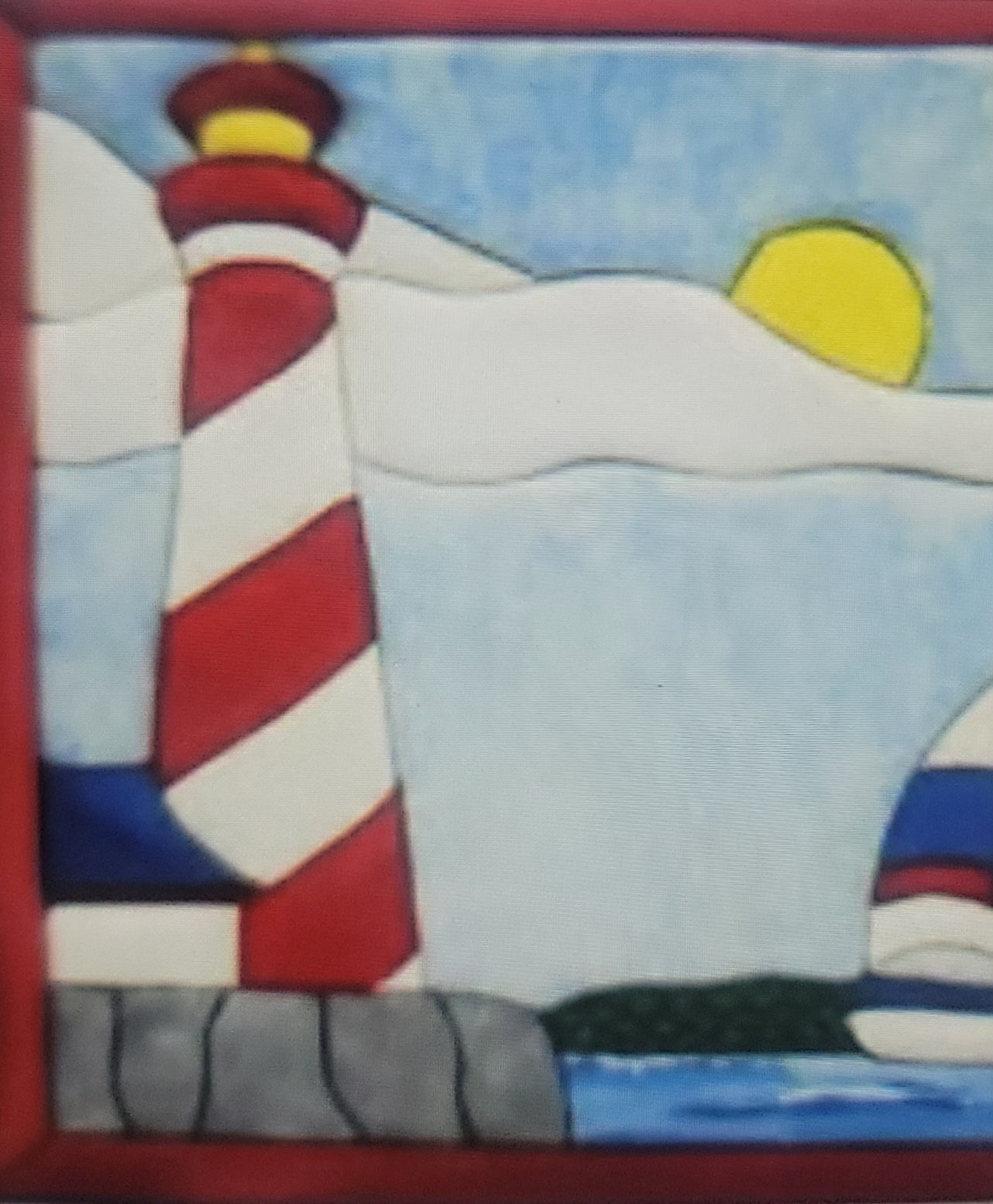 Craft Party, Learn Kinusaiga - "Lighthouse", a fabric tucking "no sew" collage art on 8x8 foam board, Sunday, May 17, 3-5 pm