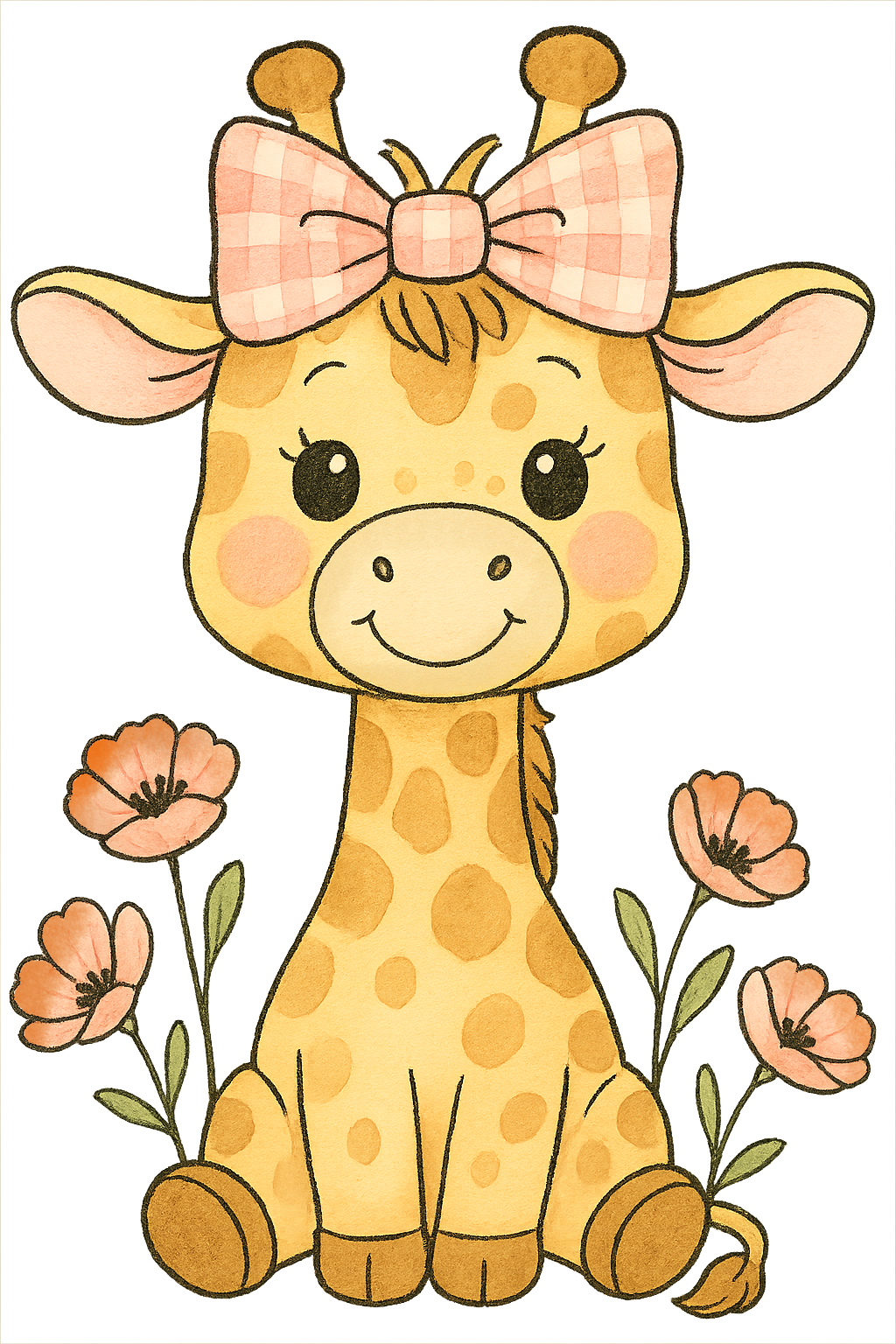 Painting Art Kit - Poppy Giraffe, on 8in x 10in canvas