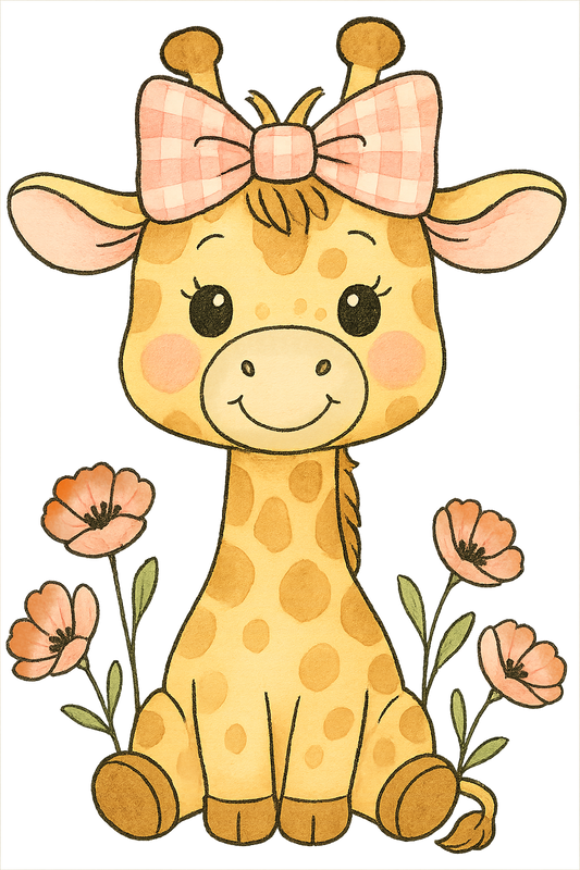 Painting Art Kit - Poppy Giraffe, on 8in x 10in canvas
