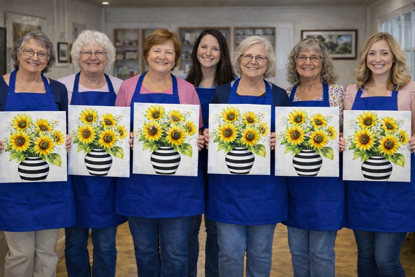 Paint Party, Learn to Paint Striped Vase with Sunflowers on 11x14 canvas,  Fri, April 17, 6-8pm