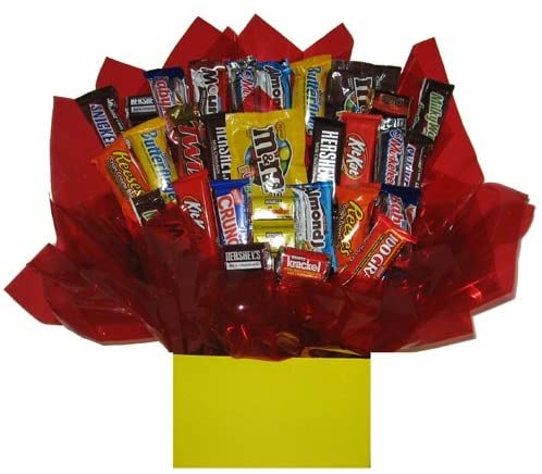 Sunny Yellow Gift Box - Chocolate Candy Bouquet