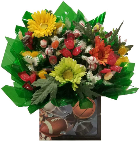 Sports Gift Box with Hard Candy Bouquet - Great as a Birthday, Thank You, Get Well Soon, New Baby, New Home, Congratulations gift or for any occasion (Many OPTIONS available)