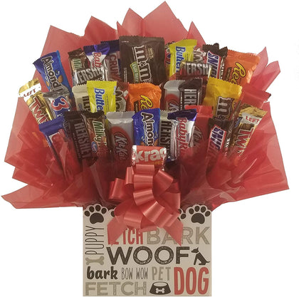 Dog Lovers Chocolate Candy Bouquet gift box - Great as gift for Halloween, Thanksgiving, Christmas, Birthday, Thank You, Get Well Soon, Congratulations gift or for any occasion (Dog Lovers Gift Box)