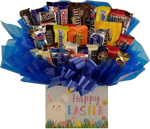 Easter Bunny - Chocolate Candy Bouquet gift basket box - Great gift for Birthday, Get Well, Thank You, Congratulations, Christmas or for any occasion