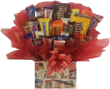 Chocolate Candy bouquet in a Thank You box