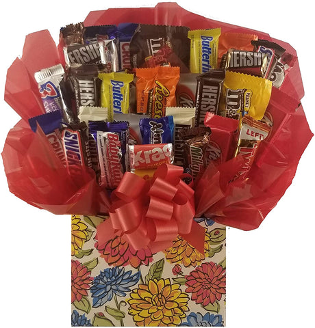 Chocolate Candy Bouquet gift box - Great as gift for Birthday, Thank You, Get Well Soon, Congratulations gift or for any occasion (Vibrant Flowers Gift Box)