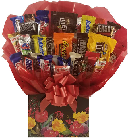 Chocolate Candy Bouquet gift box - Great as gift for Birthday, Thank You, Get Well Soon, Congratulations gift or for any occasion (Watercolor Garden Blooms Gift Box)