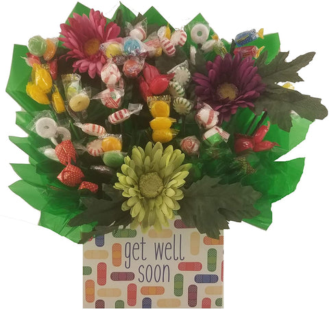 Hard Candy Bouquet gift box - Great as a Get Well Soon, Feel Better Soon, Sorry You are Sick or Hospital gift for any occasion (Get Well Soon Gift Box)