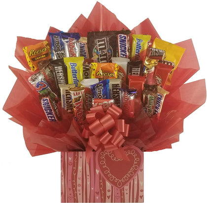 Swirly Heart Chocolate Candy Bouquet gift baske
