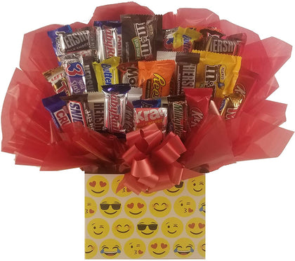 Emojis Chocolate Candy Bouquet gift basket box - Great gift for Birthday, Get Well, T