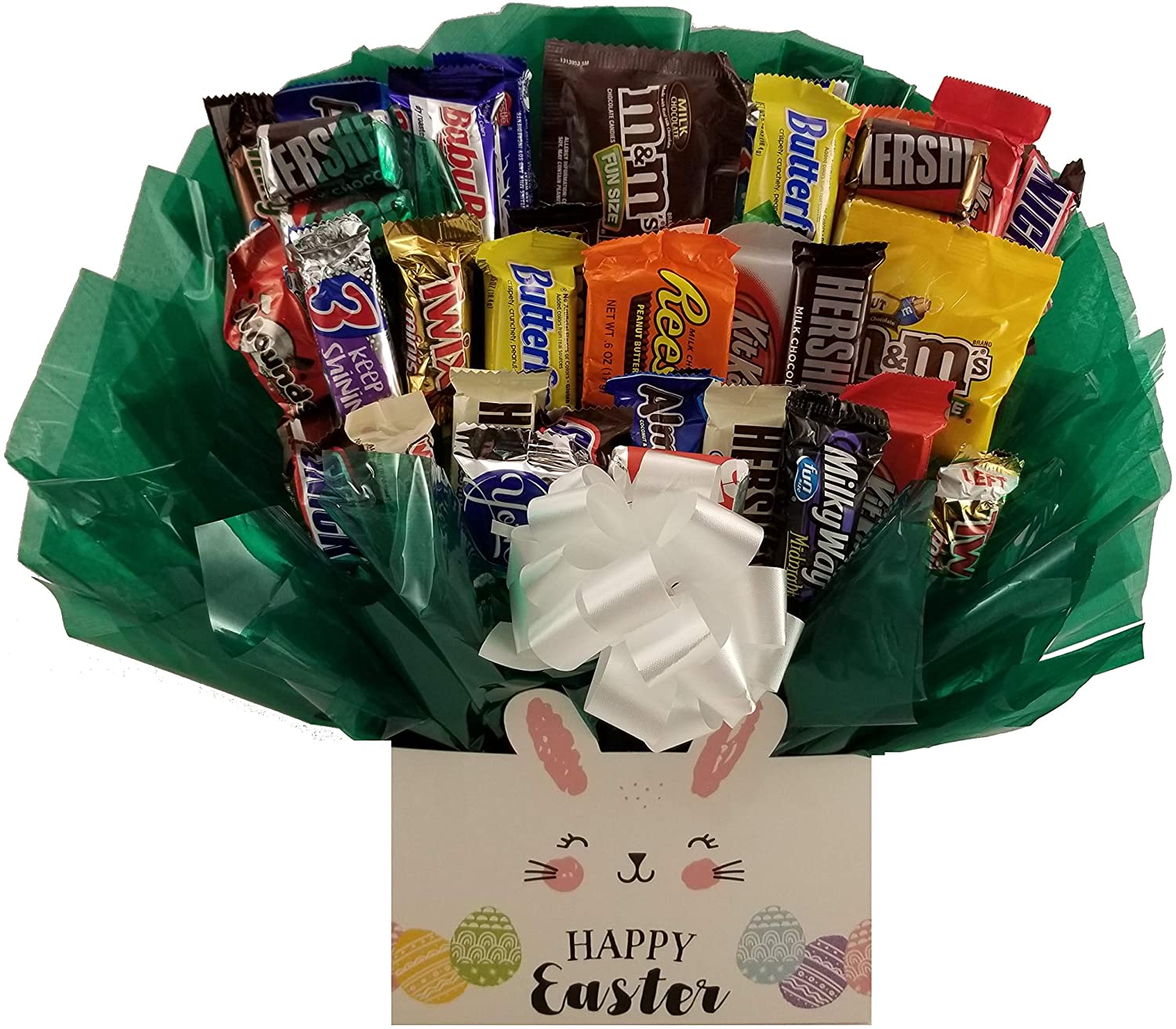 Happy Easter - Chocolate Candy Bouquet gift basket box - Great gift for Birthday, Get Well, Thank You, Congratulations, Christmas or for any occasion
