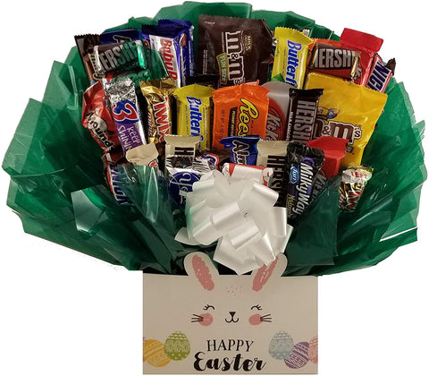 Happy Easter - Chocolate Candy Bouquet gift basket box - Great gift for Birthday, Get Well, Thank You, Congratulations, Christmas or for any occasion