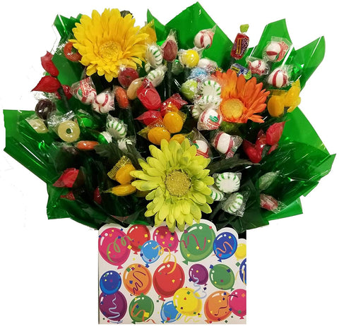 Celebrate Party Gift Box with Hard Candy Bouquet - Great as a Birthday, Thank You, Get Well Soon, New Baby, New Home, Congratulations gift or for any occasion (Many OPTIONS available)