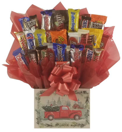 Christmas Red Farm Truck Gift Box - Chocolate Candy Bouquet