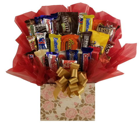 Cottage Rose Garden Gift Box - Chocolate Candy Bouquet