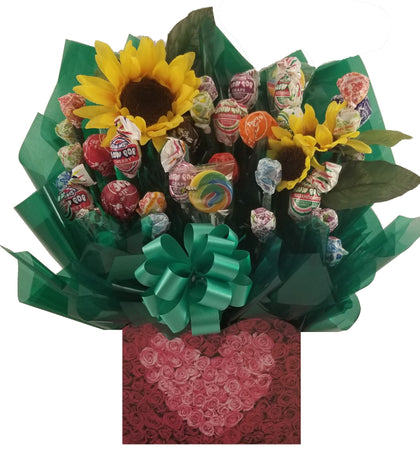 Rose Heart Gift Box - Lollipop Candy Bouquet